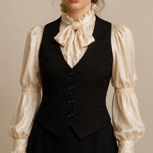 Reitmans Womens Sz 13 Racerback Tailored Suit Vest Waistcoat Black Lined Classic